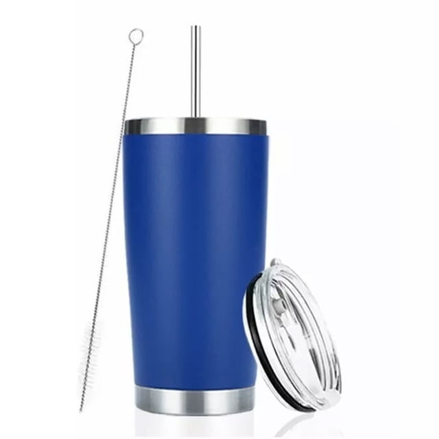 Vaso Térmico de Acero Inoxidable, Taza Termica Frio y Caliente para Cafe con Tapa y Pajita, Cepillo de limpieza