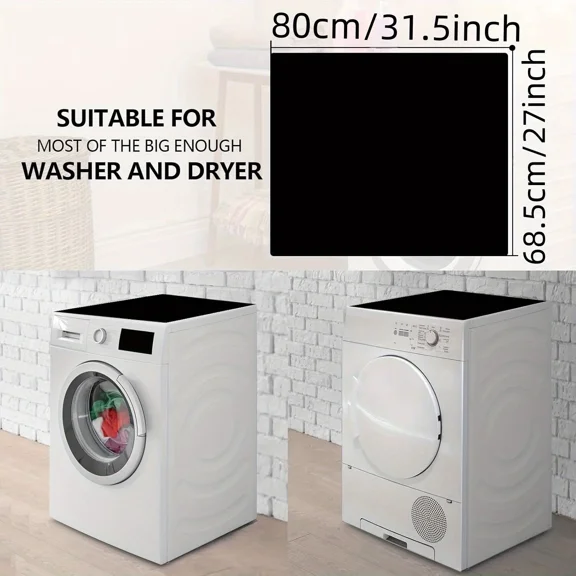 STAR- 27" X 31.5" Anti-Slip Washer Dryer Top Cover Mat - Dust-Proof Black