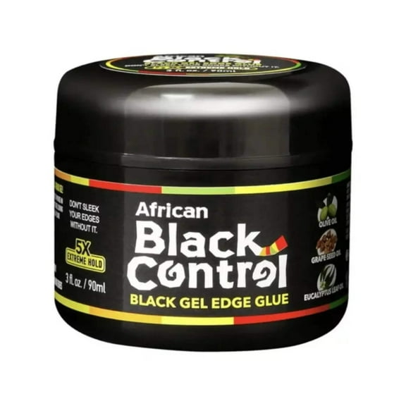 African Black Control Black Gel Edge Glue- 5X Extreme Hold- 3 oz