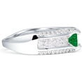 thumbnail image 5 of Round Engagement Ring Green Emerald Cubic Zirconia White Tone 925 Sterling Silver, Size 8, 5 of 7