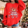 thumbnail image 2 of Fiaer Christmas Sweatshirts Women Reindeer Funny Graphic Pullover Plus Size Long Sleeve No Hooded Hoodies Crew Neck Loose Fit Trendy Tops Red 130, 2 of 5
