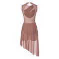thumbnail image 4 of Jowowha Women's Lyrical Dance Costume High Low Rhinestone Modern Contemporary Dance Dress Dusty Pink L, 4 of 7
