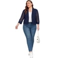 thumbnail image 5 of Cueply Womens Plus Size Cardigan Shrugs 3/4 Sleeve Open Front Cropped Cardigan Sweaters 1X-4X, 5 of 5