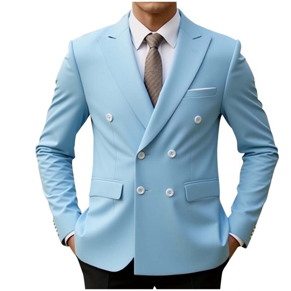 Jerdar Man Solid Color Fashion Lapel Casual Pocket Double-breasted Suit Coat Mens Jackets Casual Stylish