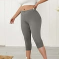 thumbnail image 4 of BLVB Women's Plus Size Capri Leggings Lightweight Soft Crop Leggings Basic Capris Yoga Pants High Waisted Pull on Dressy Casual Tights, 4 of 6