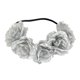 thumbnail image 1 of Diadema playera con rosas para el pelo, corona de vacaciones, adorno de flores para el pelo para niñas y mujeres (plateado), 1 of 6