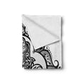 thumbnail image 2 of Hamsa Soft Flannel Fleece Throw Blanket, Curvy Ornate Frame with Antique Motif Floral Tattoo, Cozy Plush for Indoor and Outdoor Use, 50" x 60", White Black, by Ambesonne, 2 of 6