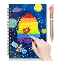 Ginmlyda Pop Notebook for Students with Pen, 21x14.5cm 160 Lined Pages Rocket Spiral Journal with 6 Multicolor Pen Fidget Writing Notebook Birthday Gifts for Family, Friends