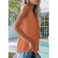 thumbnail image 4 of Summer V-Neck Eyelash Lace Sleeveless Loose Tank Top Orange S, 4 of 9