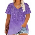 thumbnail image 4 of Women Vneck Gradient Shirts Casual Short Sleeve Blouses Loose Plus Size Tunic Tshirts Summer 2025, 4 of 5