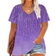 thumbnail image 4 of Camiseta de Base de Impresión de Manga Corta con Cuello en V para las Mujeres, Más Tamaño Estante de Imitación Casual Superior, 4 of 9