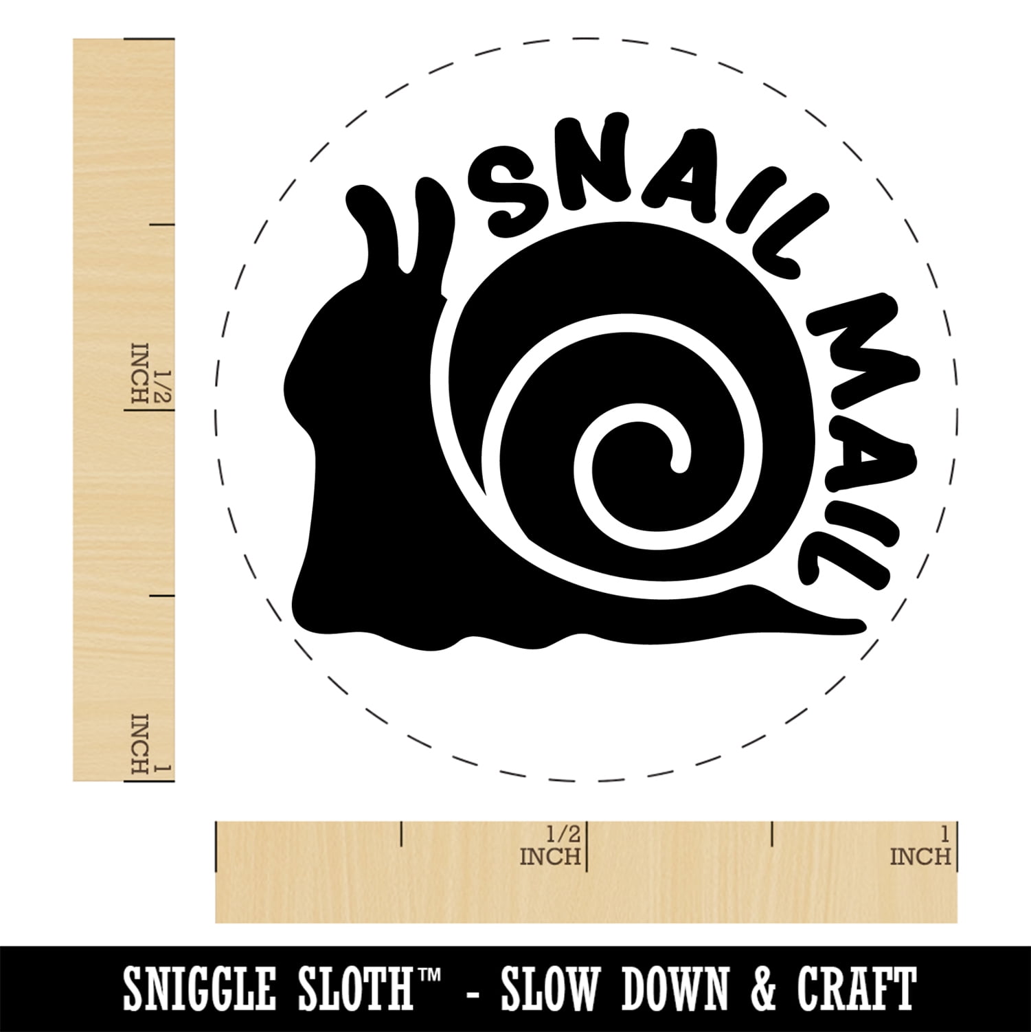 Snail Mail Self-Inking Rubber Stamp Ink Stamper - Black Ink - Medium 1 Inch