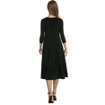 thumbnail image 3 of MLDRA Dresses for Women Mini Long Flare Fall Dresses Casual 3/4 Sleeve A Line Comfy Crew Neck Loose Party Dresses 2025 Black, 3 of 6