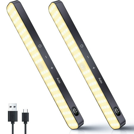 

WILLED Motion Sensor Light Indoor Rechargeable Battery Level Display 60 LED Motion Sensor Closet Lights Dimmable Touch Control Under Cabinet Lights for Kitchen Closet Cupboard(2 Pack)