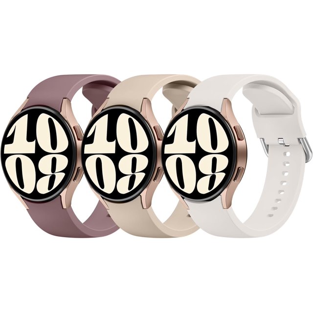 3 Pack Correas para Samsung Galaxy Watch 6 / 5 / 4 Band 40mm 44mm, Galaxy Watch 5 Pro 45mm, Galaxy Watch 6 , Galaxy Watch 4 20mm Sport Band Correa de repuesto de silicona ajustable para