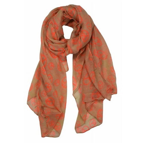 Peach Couture Fashionable Lightweight Peace Sign Design Scarf Shawl