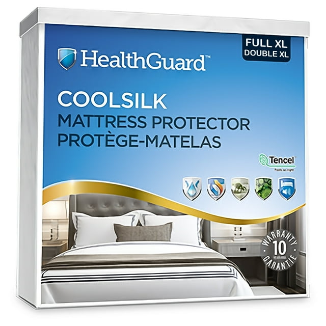 HealthGuard Coolsilk Protège-Matelas Imperméable en Jersey de Tencel à 5 Côtés Double Extra Long