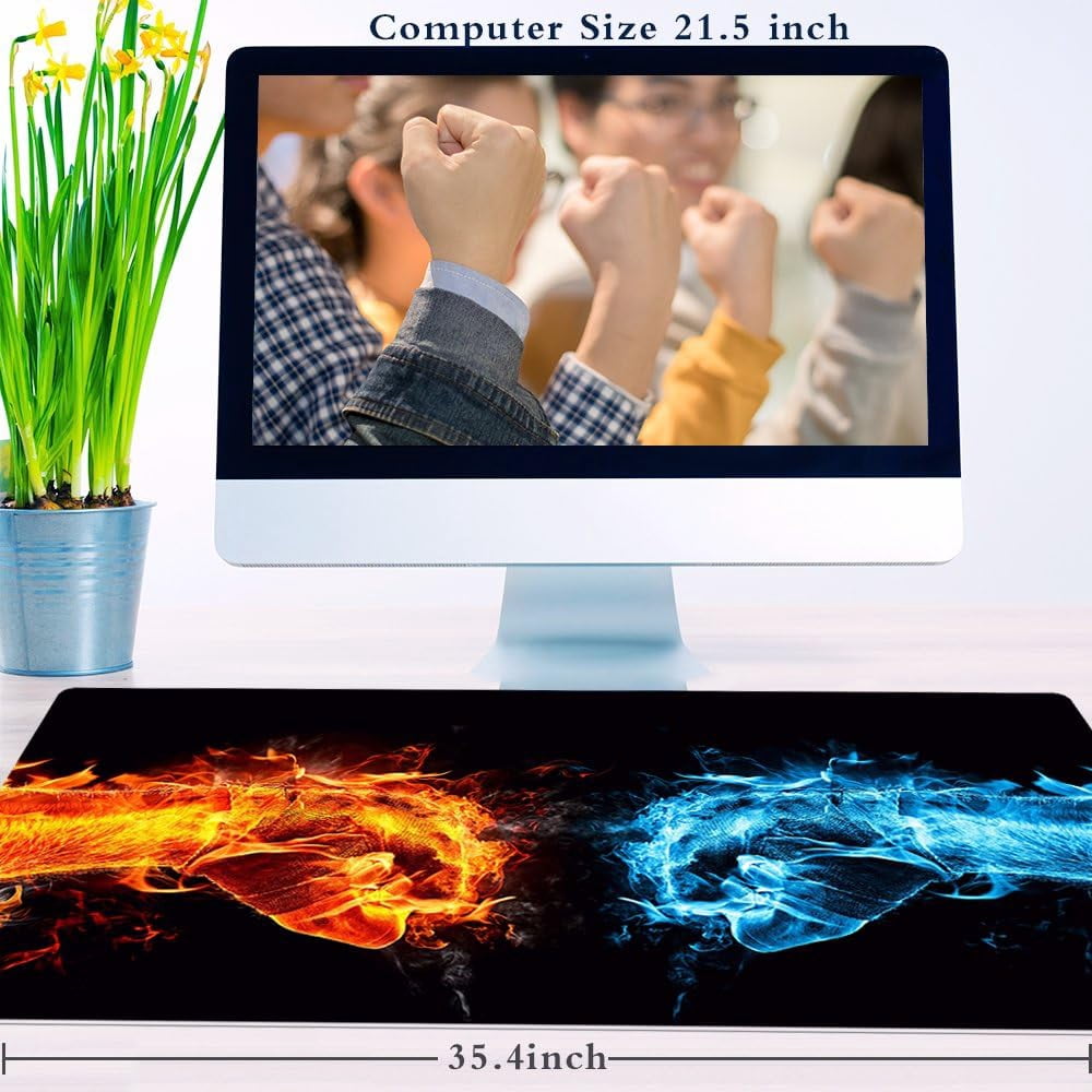 Large Gaming Mouse Pad XXL Extended Mat Desk Pad Mousepad Long Non-Slip Rubber Mice Pads Stitched Edges 35.4"x15.7" (011quantou)