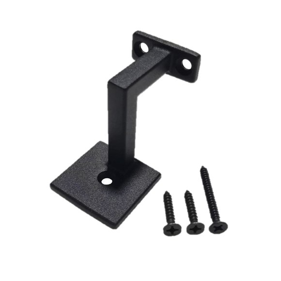Langdoly Square Handrail Brackets for Staircase Stair Railing Brackets with Screws (Pack of 1) (Textured Black)