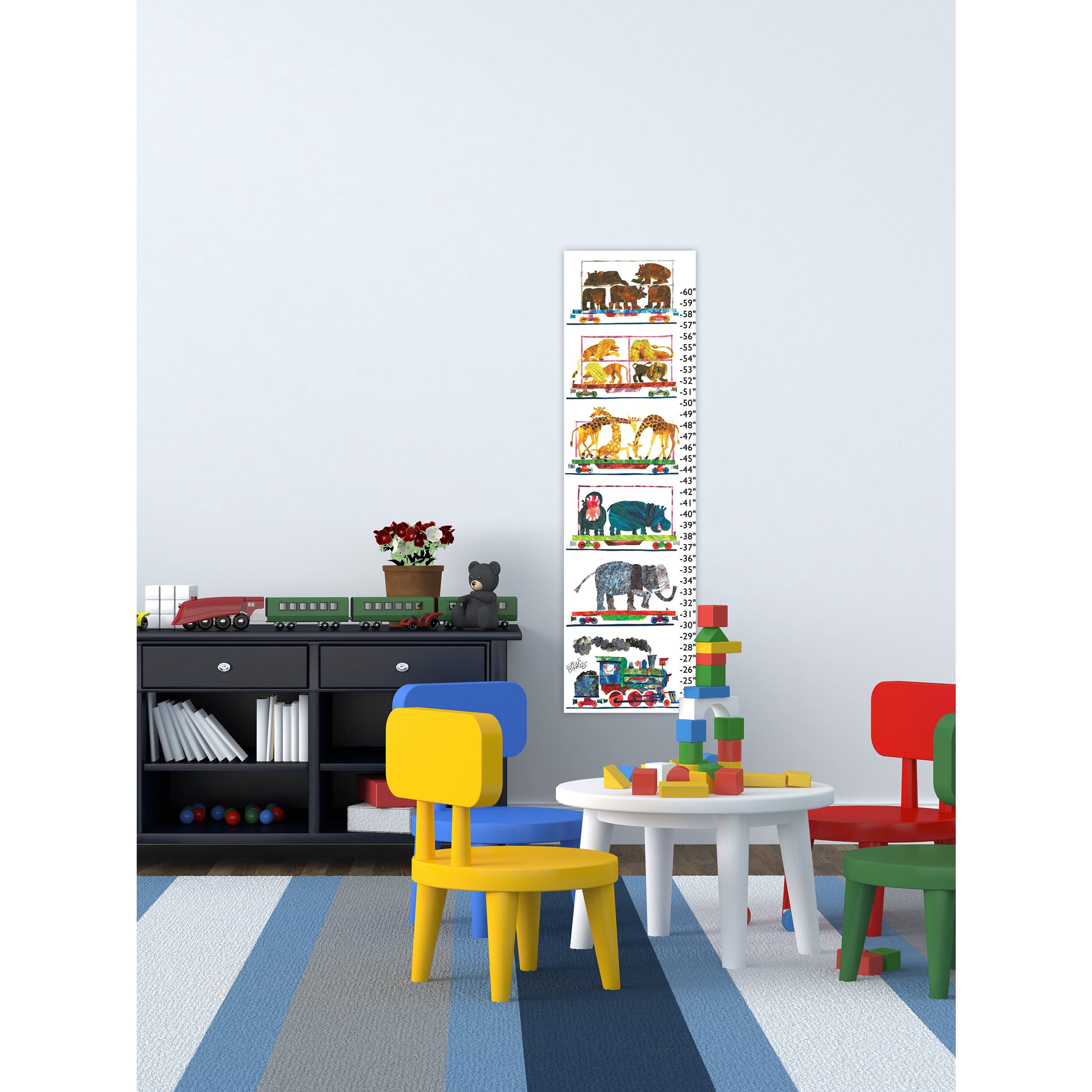 Animals and Steam Train Canvas Growth Chart