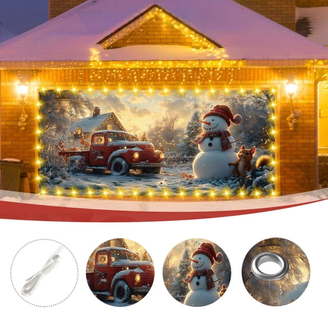 Ganfancp Christmas Garage Door Banner Cover Colorful Snowflakes Christmas Garage Door Decorations Holiday Christmas Background Decorations Winter New Year Party Ofertas y Liquidaciones 1* Banderola d