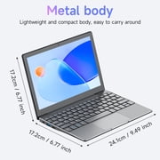 Metal Case Portable Business Mini Laptop Computer Office Travel & Students, 10 Inch Netbook Laptop - Intel J4125, 12GB RAM, 256GB SSD (Expandable), Windows 11, WiFi, Work small Laptop - Grey Laptop