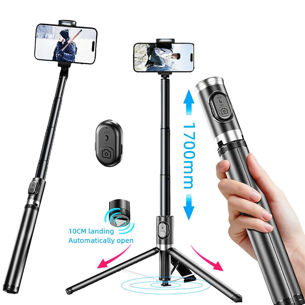 FANGTUOSI 1.7m selfie stick Wireless Bluetooth remote stable video shooting phone stand monopod with intelligent pop-up tripod