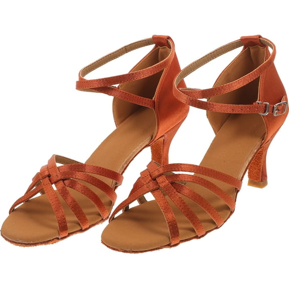 Hemoton 1 Pair of High-heeled Shoes Knotted Strap High Heels Latin Dancing Shoes for Lady - Size 39 (Golden)