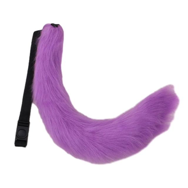 Visland Cosplay Fake Fox Tail Soft Fuzzy Plush Solid Color Adjustable Waist Circumference Elastic Band Performance Club Dance Paty Costumes Prop Artificial Tail