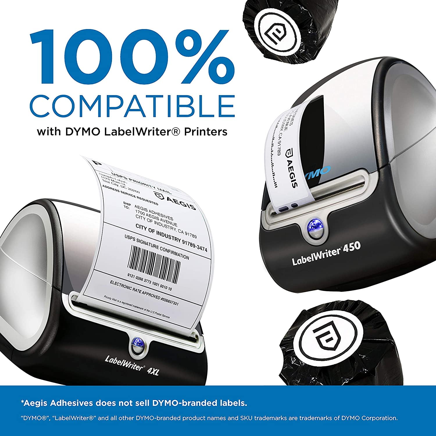 Aegis Adhesives - Compatible Direct Thermal Labels Replacement for DYMO 30347 (1" X 1-1/2") Library Book Spine - Use with Labelwriter 450, 450 Turbo, 4XL Printers (12 Rolls)