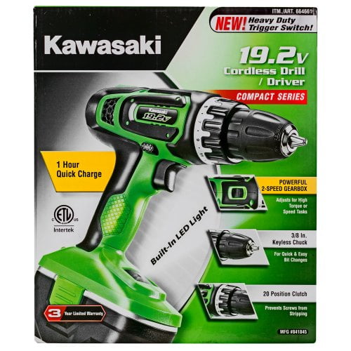 Kawasaki® Heavy Duty Cordless Drill Set 19.2V Speed - Walmart.com