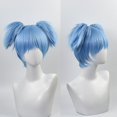 thumbnail image 4 of Hermoso conjunto de peluca de tres piezas de color azul cielo, peluca corta para juegos de rol, juego de rol en el aula, 4 of 5