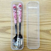 Sanrio Hello Kitty Kuromi Cinnamoroll Pachacco Travel Portable Cutlery Set Fork Spoon Student Dinnerware Sets Kitchen Tableware 07