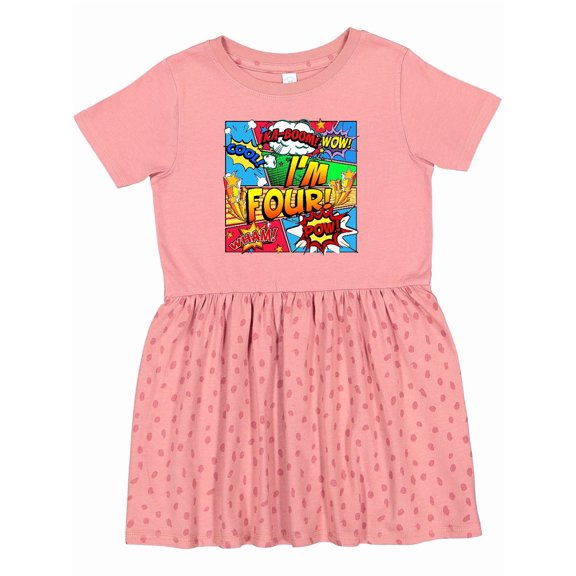 Inktastic I'm Four Comic Book Girls Toddler Dress