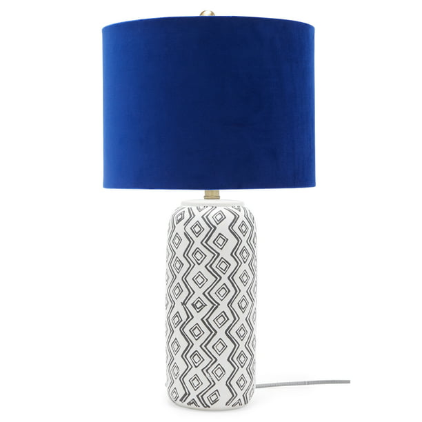 Zig Zag Table Lamp With Grecian Blue, Navy Velvet Floor Lamp Shade