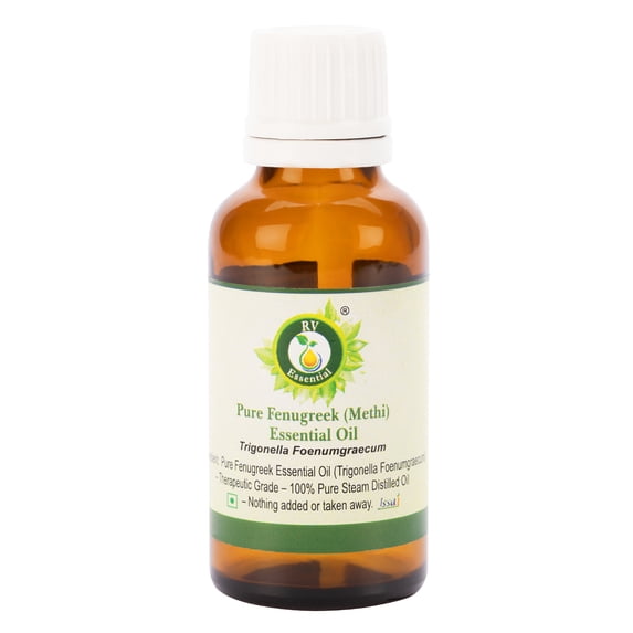 R V Essential Pure Fenugreek (Methi) Essential Oil 30ml (1.01oz)- Trigonella Foenumgraecum (100% Pure and Natural Steam Distilled)
