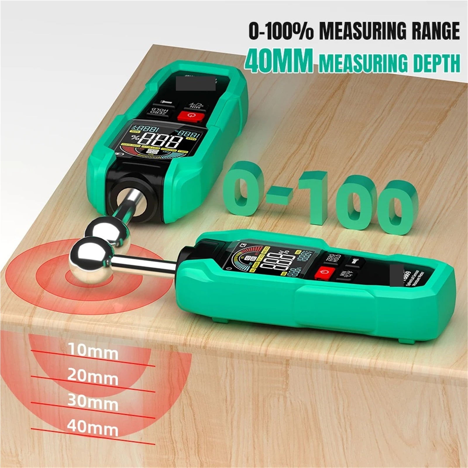 Digital Wood Moisture Meter Non-destructive Spherical Hygrometer Record Humidity Auto Detect Timber Damp Detector
