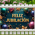 thumbnail image 4 of LUUFILx Retirement Party Banner Festive Backdrop Decoration Feliz Jubilación Celebration Supplies Colorful Balloons Gold Accents Photography Props Special Occasions, 4 of 8