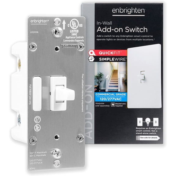 Enbrighten Add-On Toggle Switch, 46200, White