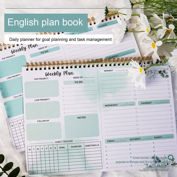 YAOMOBB Productivity Planner Weekly Planner Pad with Spiral Coil 54 Undated Sheets Double Sided To Do List Notepad