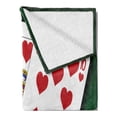 thumbnail image 2 of Poker Soft Flannel Fleece Throw Blanket, Royal Flush Best Hand with Heart Suit in Playing Cards Illustration, Cozy Plush for Indoor and Outdoor Use, 70" x 90", Emerald White and Scarlet, by Ambesonne, 2 of 5