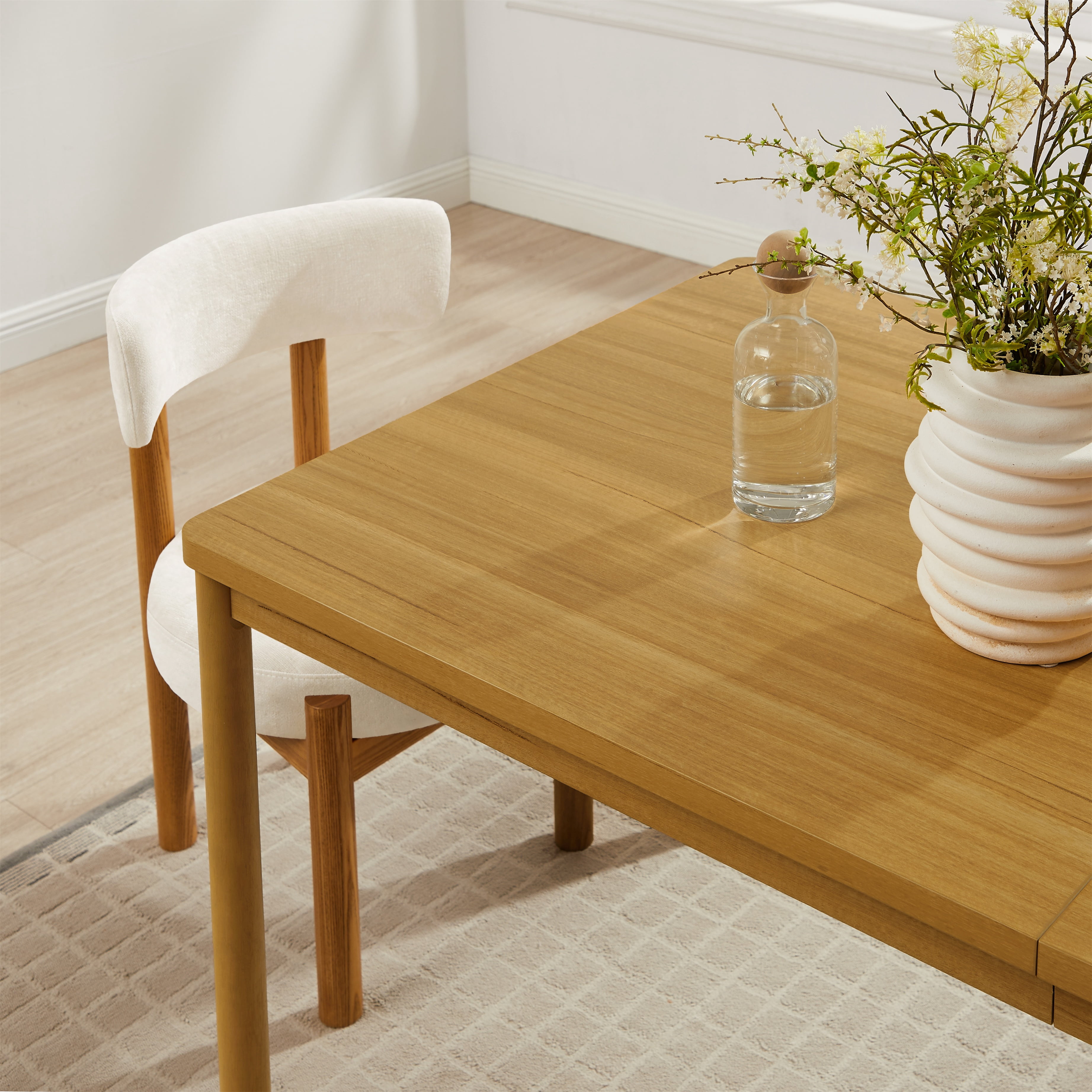 Mainstays Dowel Dining Table, Natural Teak Finish