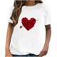 thumbnail image 1 of Camiseta de manga corta informal con estampado de amor para mujer Pompotops  hkajfhjk459810, 1 of 4