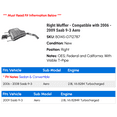thumbnail image 2 of Right Muffler - Compatible with 2006 - 2009 Saab 9-3 Aero 2007 2008, 2 of 2