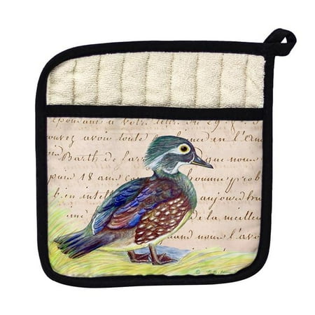 

Betsy Drake PT149B Female Wood Duck Beige Script Pot Holder