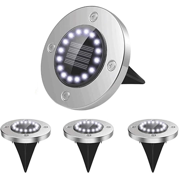 LINLIN 4 Pack Solar Ground Disk Lights,Waterproof 16LED Bulbs Solar Outdoor in-Groung Patio Landscape Lights for Yard Lawn Pathway Garden Driveway Walkway Step Deck