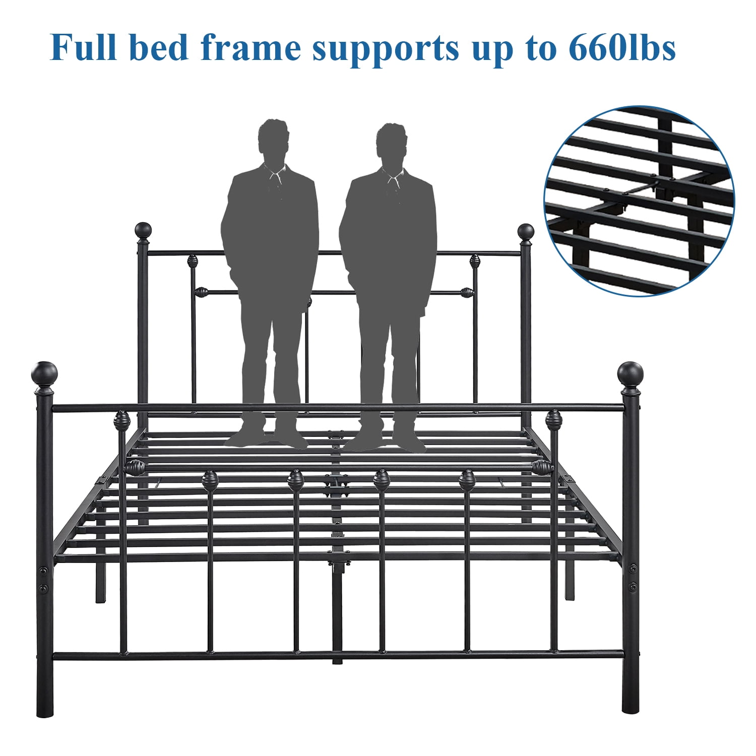 VECELO Twin Size Metal Platform Bed Frame with Headboard and Footboard,12.6