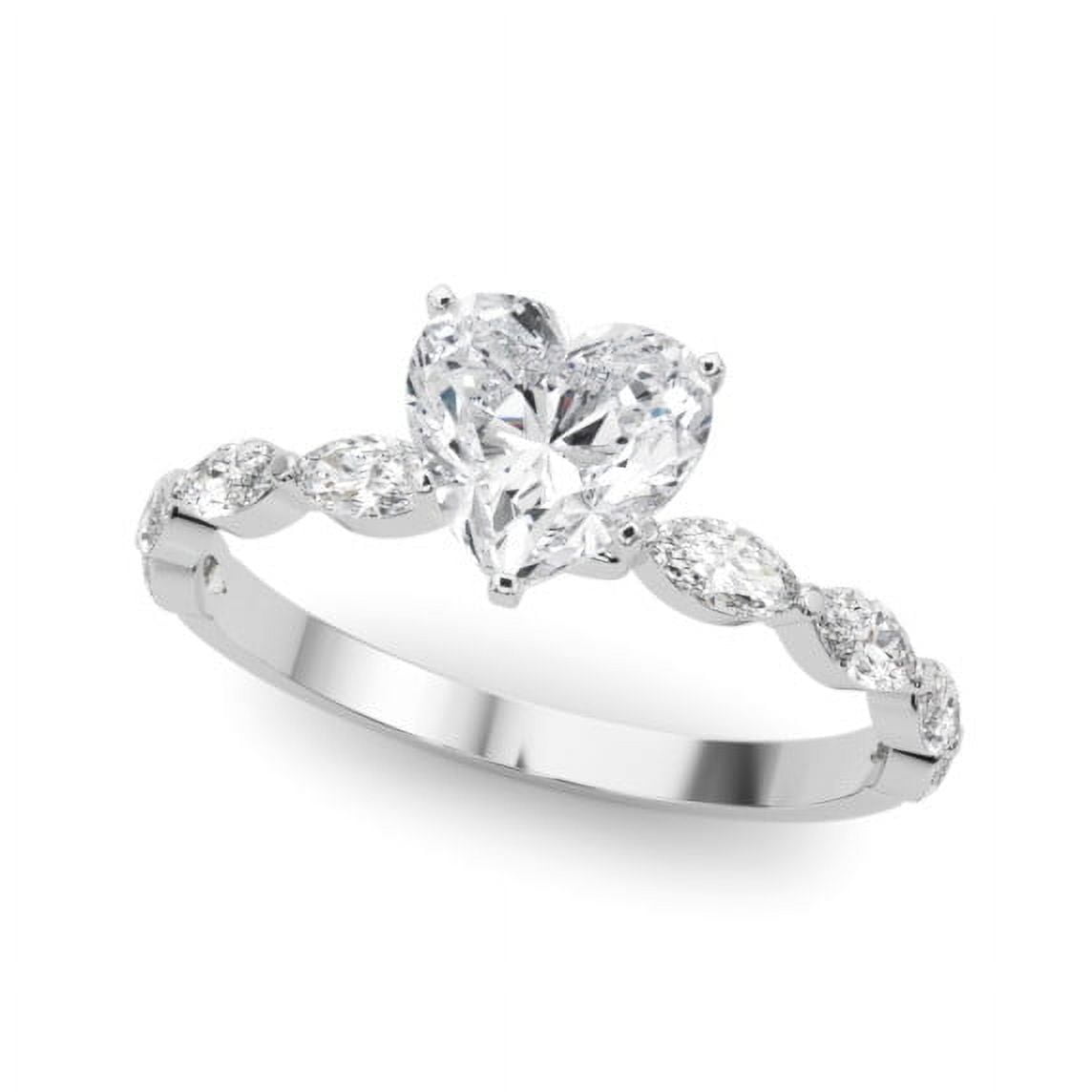 Lina Jewel 2.02 Ct Heart Cut Engagement Ring for Women - 14K White Gold Plated Multi-Stone Wedding Band with Lab-Created Simulated Diamonds and Accent Stones - Elegant Special Occasion Ring for Her