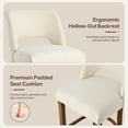 thumbnail image 4 of Usaint Chenille Bar Stools Set of 2, 26.6" Modern Counter Height Barstools, Farmhouse Wooden Kitchen Island Chairs with Hollow-Out Back for Restaurant Kitchen Bar, Beige, 4 of 9