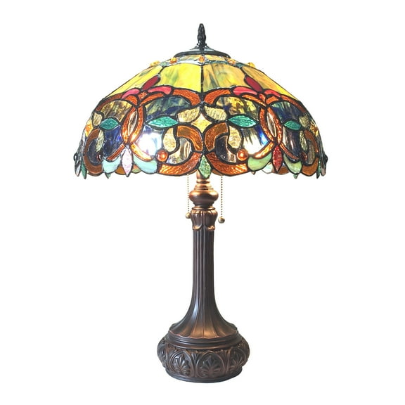 RADIANCE Goods Tiffany-Style Victorian 2 Light Antique Dark Bronze Table Lamp 17" Shade